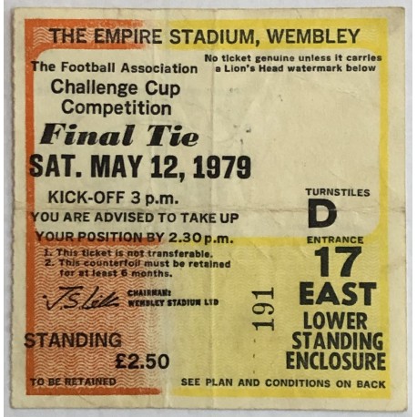 1979 FA Cup Final Ticket Stub